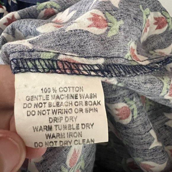 Dangerfield Princess Highway Dress Floral Navy Blue Tie Waist Cotton Size 8 - Picture 9 of 12